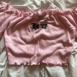 pink cropped long sleeve